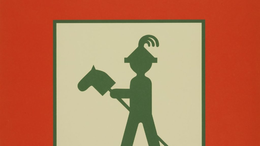 rotes Plakat mit einer schematischen Darstellung von einem Kind