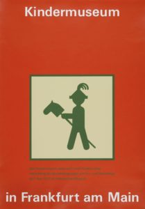 rotes Plakat mit einer schematischen Darstellung von einem Kind