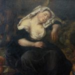Gemälde: eine schlafende Frau lehnt sich auf ihren Arm