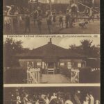 Postkarte mit drei schwarz-weiß Fotografien spielender Kindern im Luftbad Eschersheim