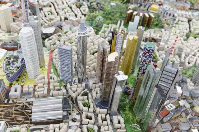 Sicht auf das Modell mit vielen Hochhäusern